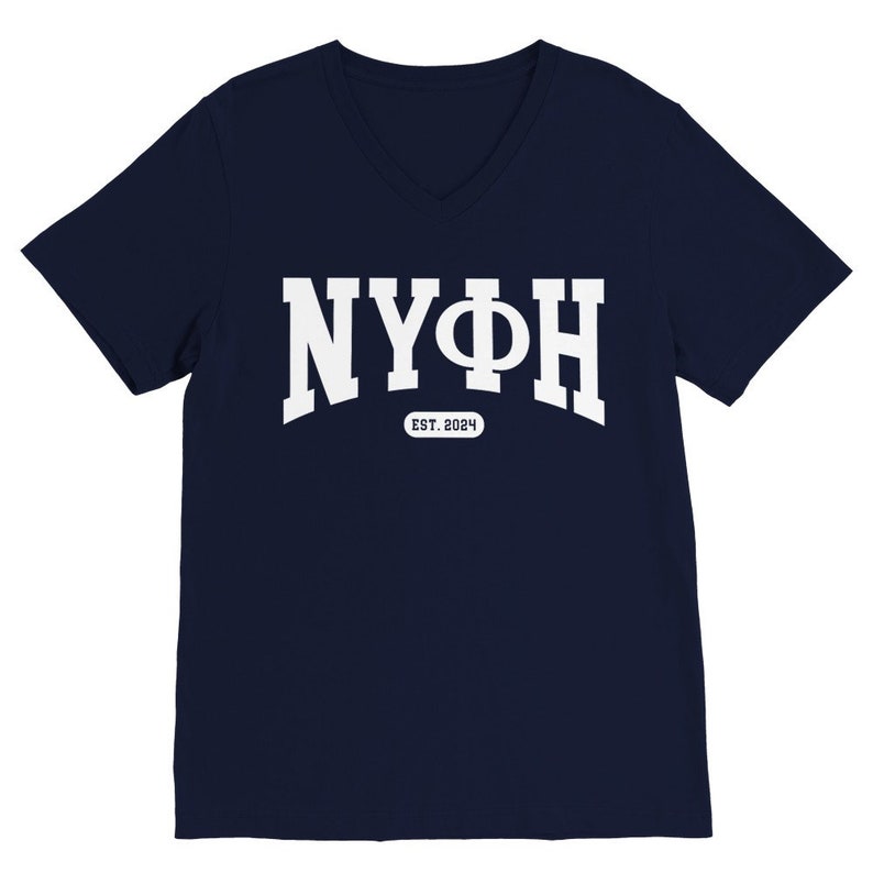 Nifi ΝΥΦΗ V-Neck T-Shirt EST 2024 White Text Navy