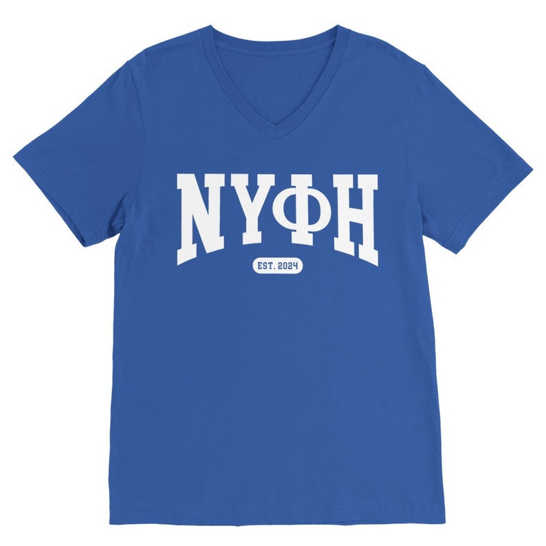 Nifi ΝΥΦΗ V-Neck T-Shirt EST 2024 White Text True Royal
