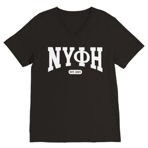 Nifi ΝΥΦΗ V-Neck T-Shirt EST 2024 White Text Black