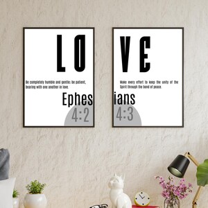 Christian Bible Verse Wall Art | Ephesians 4:2-3 Printable | Love Minimalist Christian Decor | Scripture Wall Quote | Modern Faith Art PDF