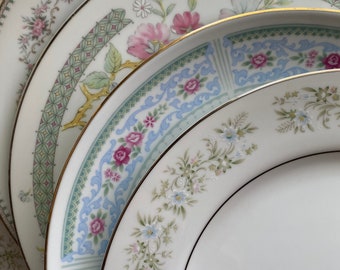Set of 4 Mismatched Vintage China Dinner Plates