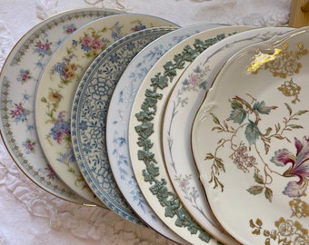 Set of 4 Mismatched Vintage 7 Inch Salad/Dessert Plates for Luncheons, Showers, Weddings