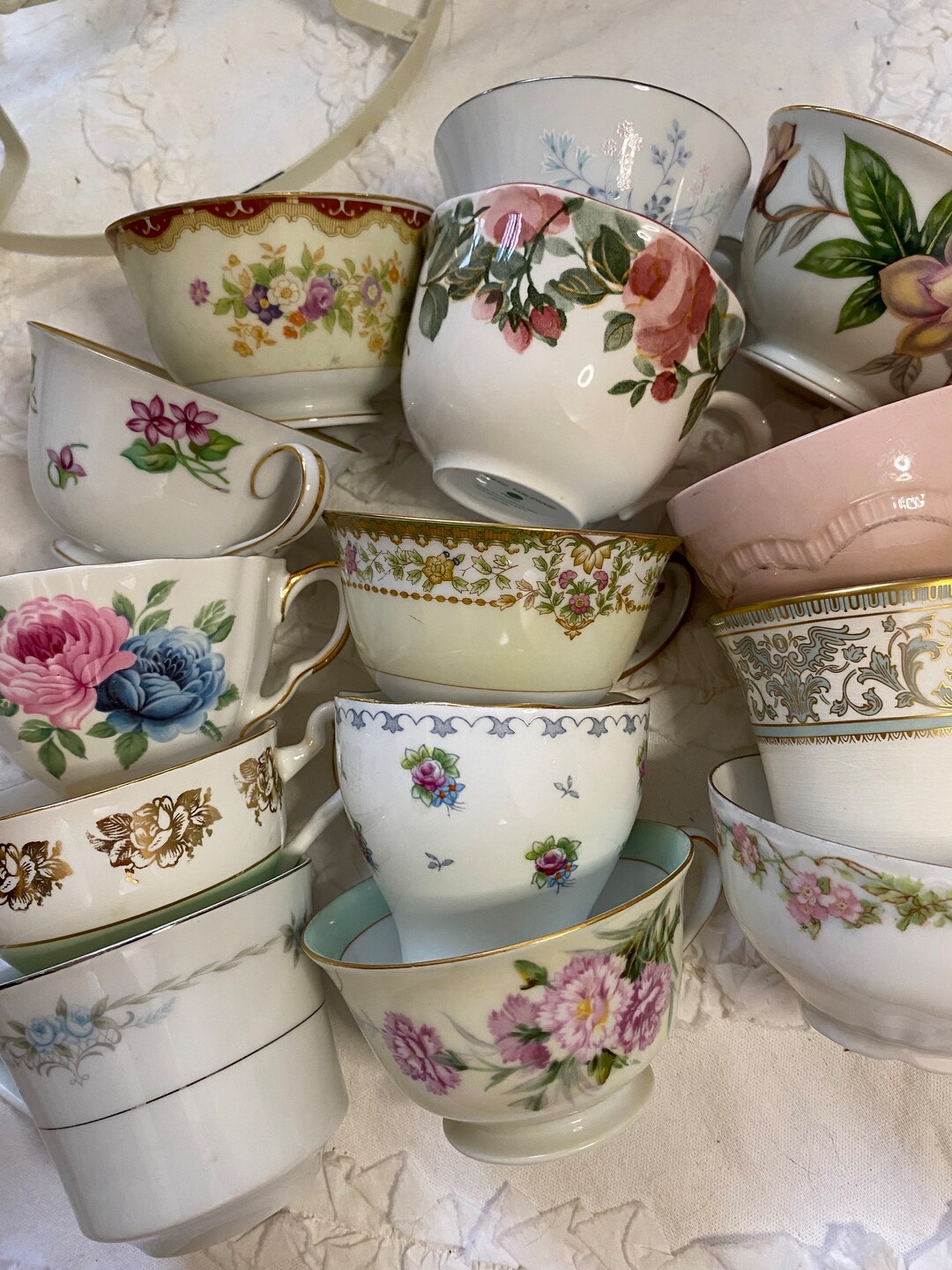 SALE Vintage Mismatched Tea Cups and Saucers Sold Individually for