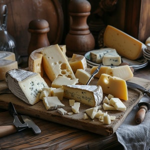 Artisanal Cheese Board Print: Gourmet Foodie Kitchen Decor (Downloadable)