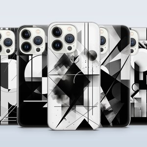 Minimalist Abstract Geometric Art Phone Case for iPhone 15 14 13 Pro Max 12 11 X XS 8, fits Samsung S20 FE, S22 Ultra, A12, A54, Pixel 6 7 8