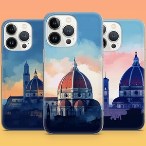 Florence Italy Watercolor Art Phone Case for iPhone 15 14 13 Pro Max 12 11 X XS 8, fits Samsung S20 FE, S22 Ultra, A12, A54, Pixel 6A 7A 8A
