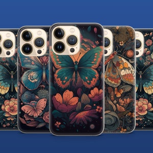 Butterfly Flower Art Fantasy Phone Case for iPhone 15 14 13 Pro Max 12 11 X XS 8, fits Samsung S20 FE, S22 Ultra, A12, A54, Pixel 6A 7A 8A