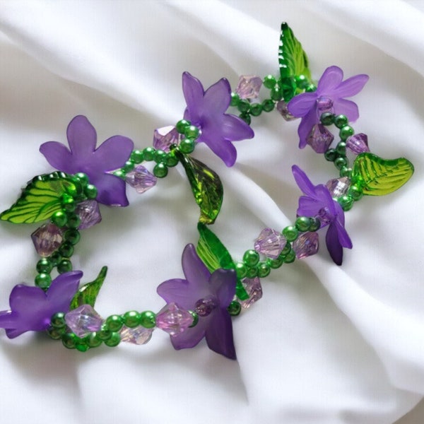 Purple Wisteria Vine Beaded Bracelet