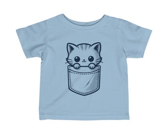 Pocket kitten - Infant Fine Jersey Tee - cute baby kitten t-shirt