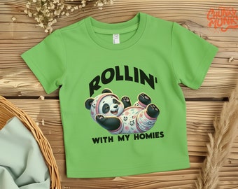 Rollin with the homies - Infant Fine Jersey Tee - cute baby panda t-shirt
