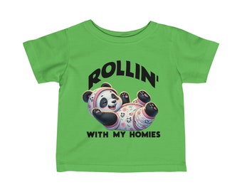 Rollin with the homies - Infant Fine Jersey Tee - cute baby panda t-shirt