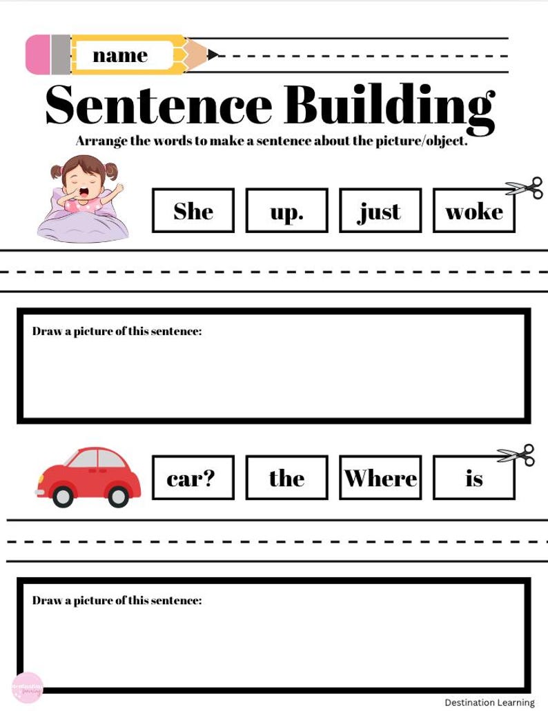 Sentence Building Worksheets - Etsy