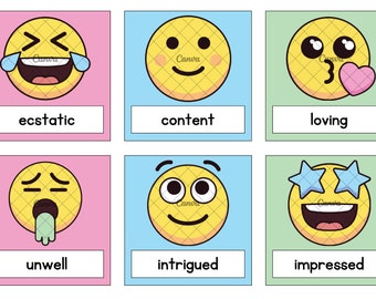 Colorful Emoji SEL Feeling Flashcards