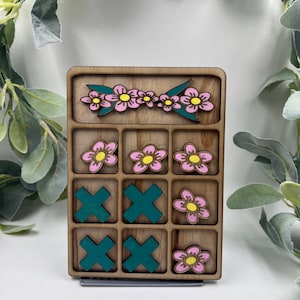 Spring, Gift for Kid, Gift for Classmates, Wooden Kids Game, Personalized Gift, Custom Game, Limited Edition, Tic Tac Toe, Game, Custom Game