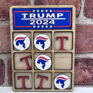 Gift for Adults, Gift for Politics, Wooden Kids Game, Personalized Gift, Custom Game, Limited Edition, Tic Tac Toe, Game, Custom Game