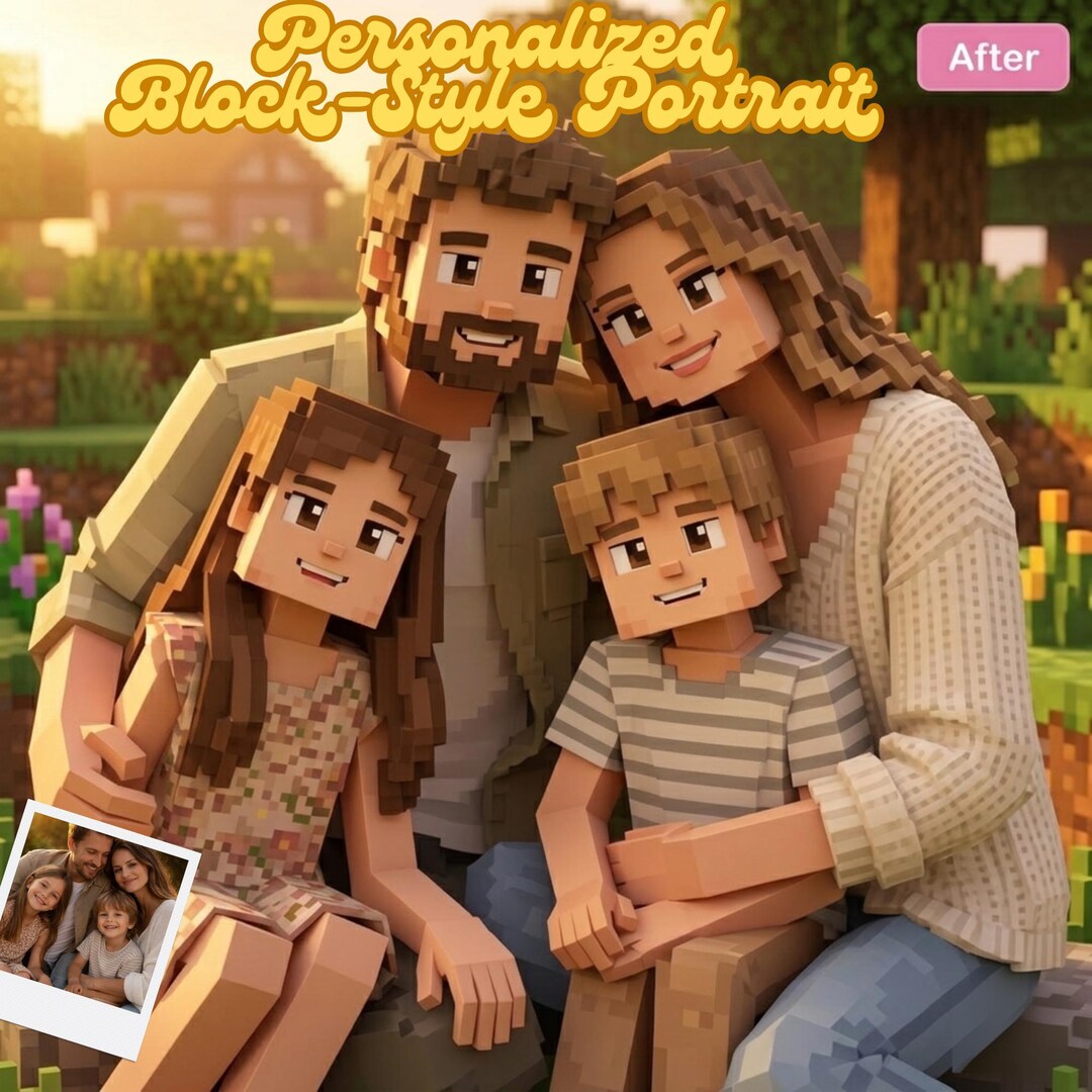 Custom Minecraft Style Portrait, Personalized Block Character Gaming ...
