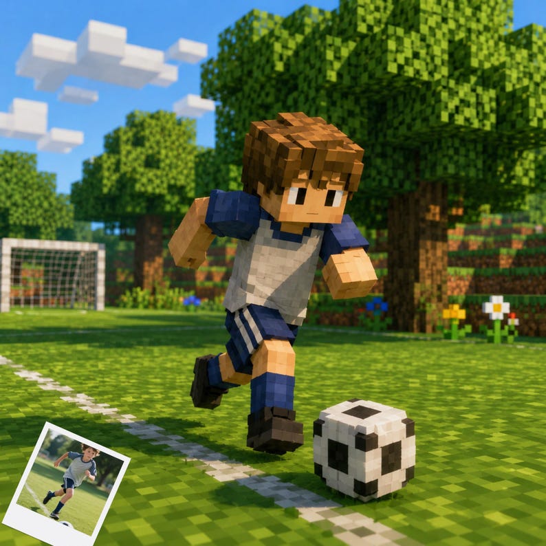 Custom Minecraft Style Portrait, Personalized Block Character Gaming ...