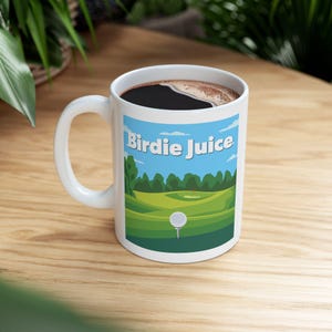 Birdie Juice Golf Keramikbecher, spielerische Kaffeetasse Geschenk für Golfliebhaber, Golf Neuheit Teetasse, 11 Unze 15 Unze