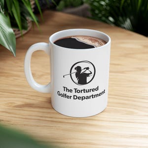 Gefolterte Golfer Golf Keramiktasse, spielerische Kaffeetasse Geschenk für Golfliebhaber, Golf Neuheit Teetasse, 11 Unze 15 Unze