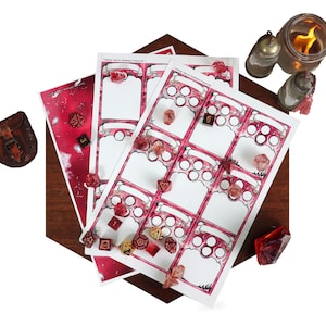 Cartas de hechizo de DnD para tu hechicero, ilustradas y a doble cara. Bola de fuego. Metamagia. Hoja A4 de 9 cartas.