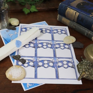 Cartas de Magia D&D para o seu Mago, ilustradas e frente e verso. Livros e pergaminhos. Cartão impresso A4.