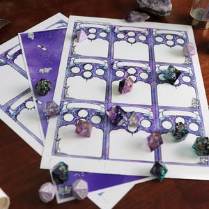 DnD Spell Cards for your Warlock, Illustrated and double-sided. Athames, spell books and Eldritch Runes. Print and fill. A4 Card.