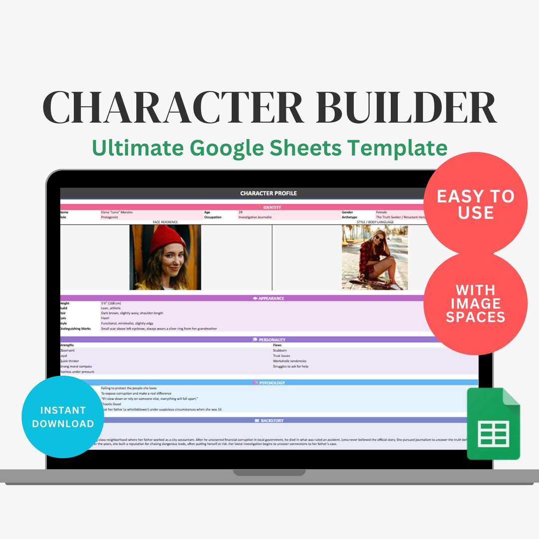 Character Tracker Spreadsheet for Authors | Character Development ...