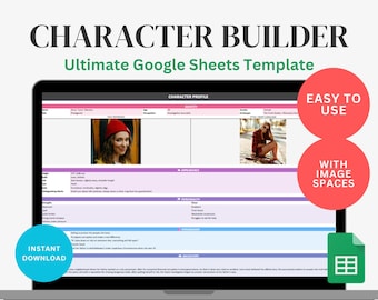 Character Tracker Spreadsheet For Authors | Character Development | Character Profile Google Sheets