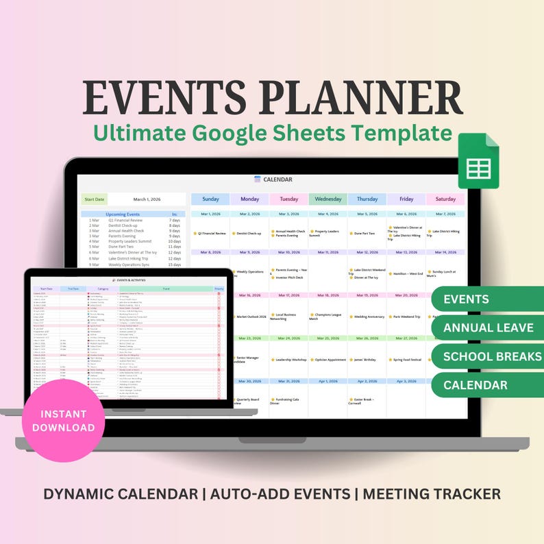 Event Tracker Form Event Planner Spreadsheet for Google Sheets - Etsy Australia