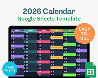 2026 Calendar Spreadsheet, Google Sheets Calendar, Monthly Tracker Routine, Daily Schedule Weekly Calendar Spreadsheet Calendar Daily