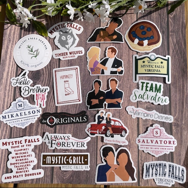 The Vampire Diaries-Themed, Stefan and Damon Salvatore, The Mikaelsons, Mystic Falls Waterproof Sticker/Magnet