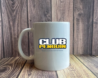 Nostalgic 2000s Babies, Club Penguine, Blockbuster, Full House, McLovin, Dragon Tales, Bear In the Big Blue House Mug (Front and Back)
