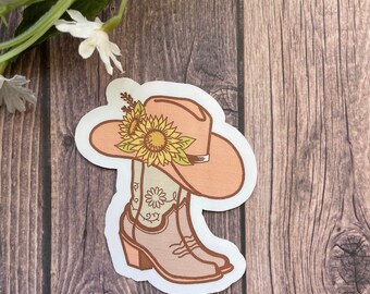 Cowgirl Boot Waterproof Sticker/Magnet