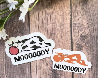 Moody Cow Sticker Waterproof Sticker/Magnet