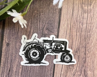 Black Tractor Waterproof Sticker/Magnet