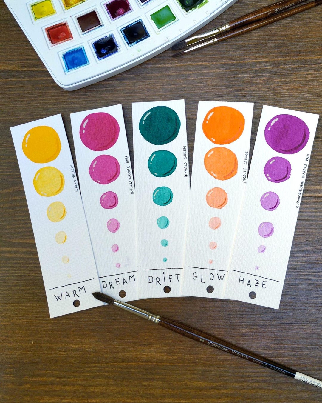 Bookmarks Set Hand-painted Watercolor Swatch, Color Palette Set ...