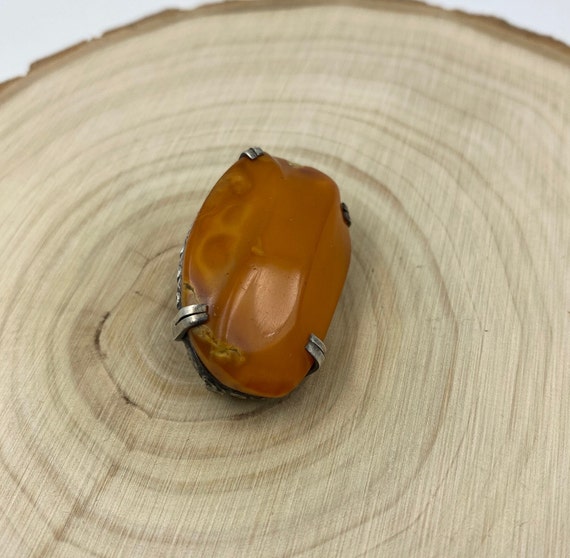 Raw Baltic Amber Brooch in Silver Setting Butters… - image 6