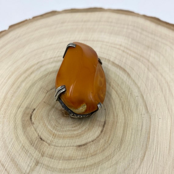 Raw Baltic Amber Brooch in Silver Setting Butters… - image 4