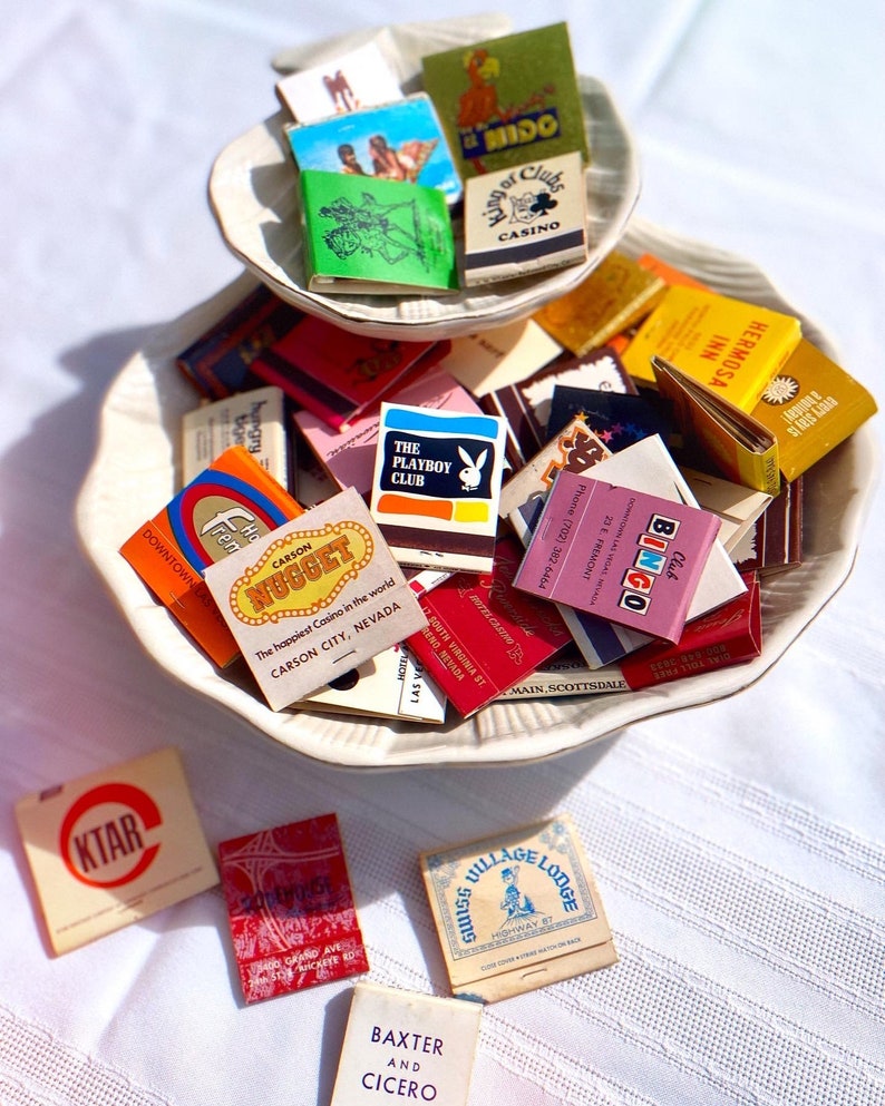 Vintage Matchbooks, Lot of 5 or 10, Random matchbooks, Vintage Hotel matches, Match Boxes, Vintage Restaurant Matches, Party Favors. image 1