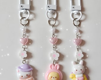 Handmade kawaii animal keychains bunny bear and cat