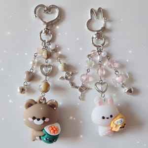 Handmade kawaii bear and bunny keychains