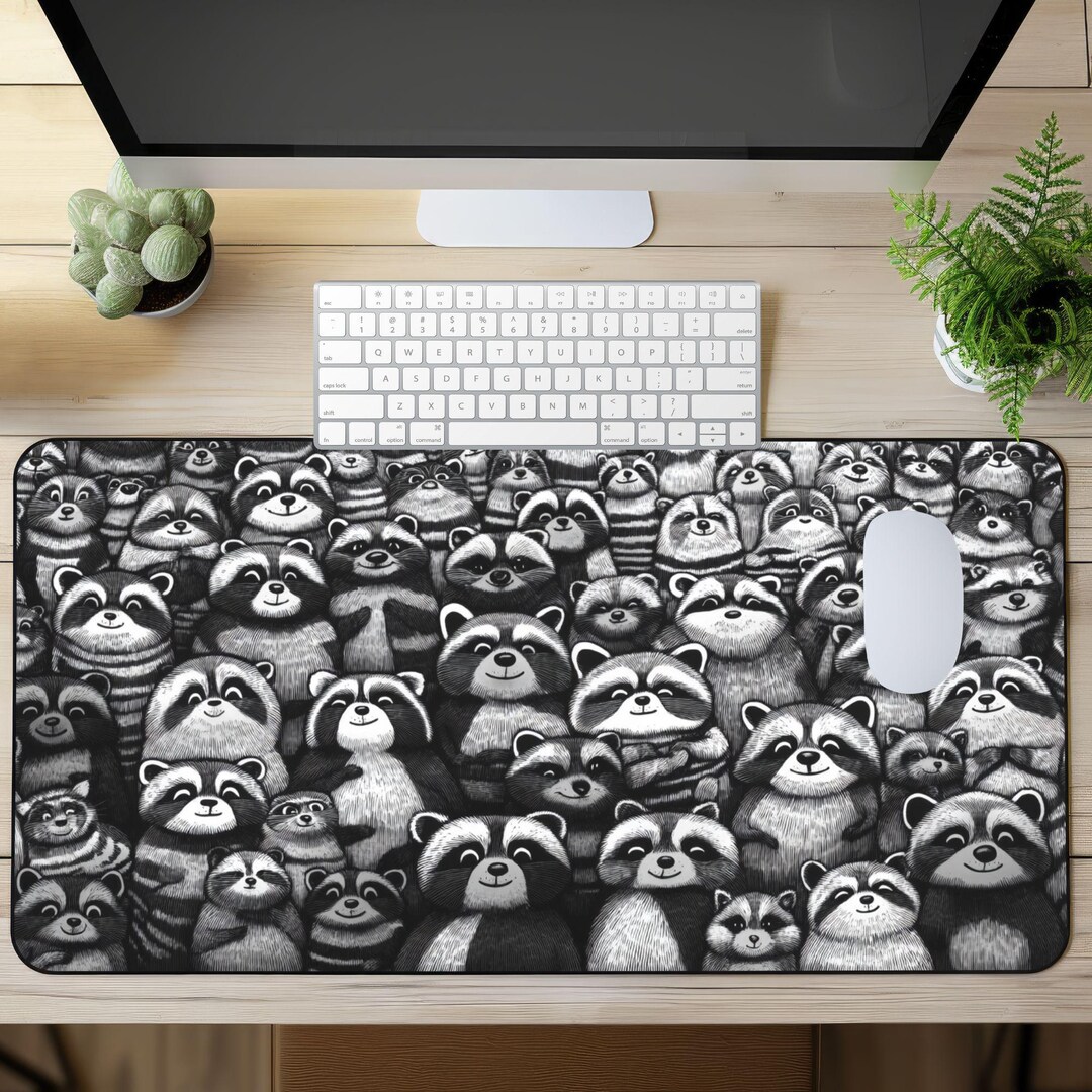 Desk Racoons Raccoon Mousepad, Gift for Her or Him, Raccoon Desk Pad, Trash Panda ...