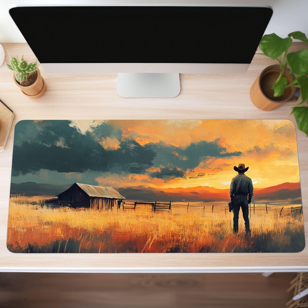 Western Desk Mat , Old West Desk Decor, Farmstead Mouse Pad, Large ...