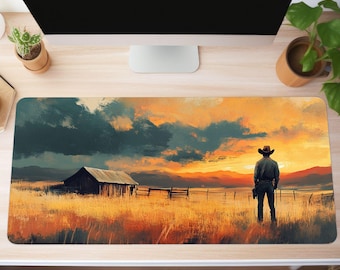 Western Desk Mat , Old West Desk Decor, Farmstead Mouse Pad, Large Mousepad,  Western Desk Accessories, Desk Pad