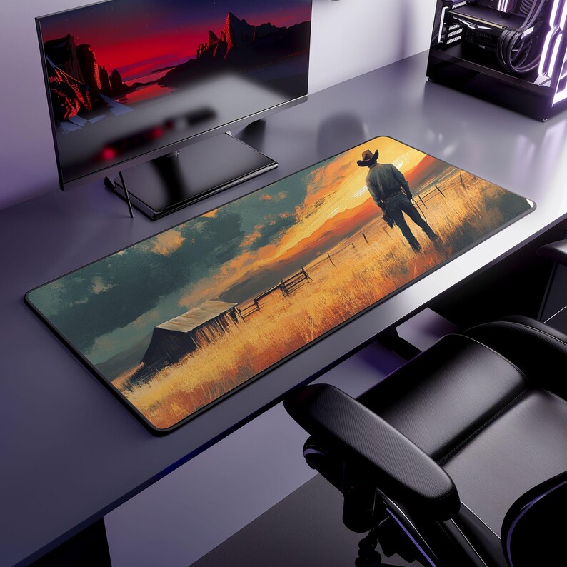Western Desk Mat , Old West Desk Decor, Farmstead Mouse Pad, Large ...