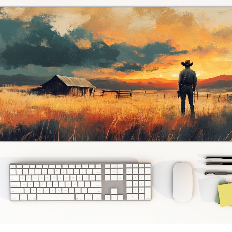 Western Desk Mat , Old West Desk Decor, Farmstead Mouse Pad, Large ...