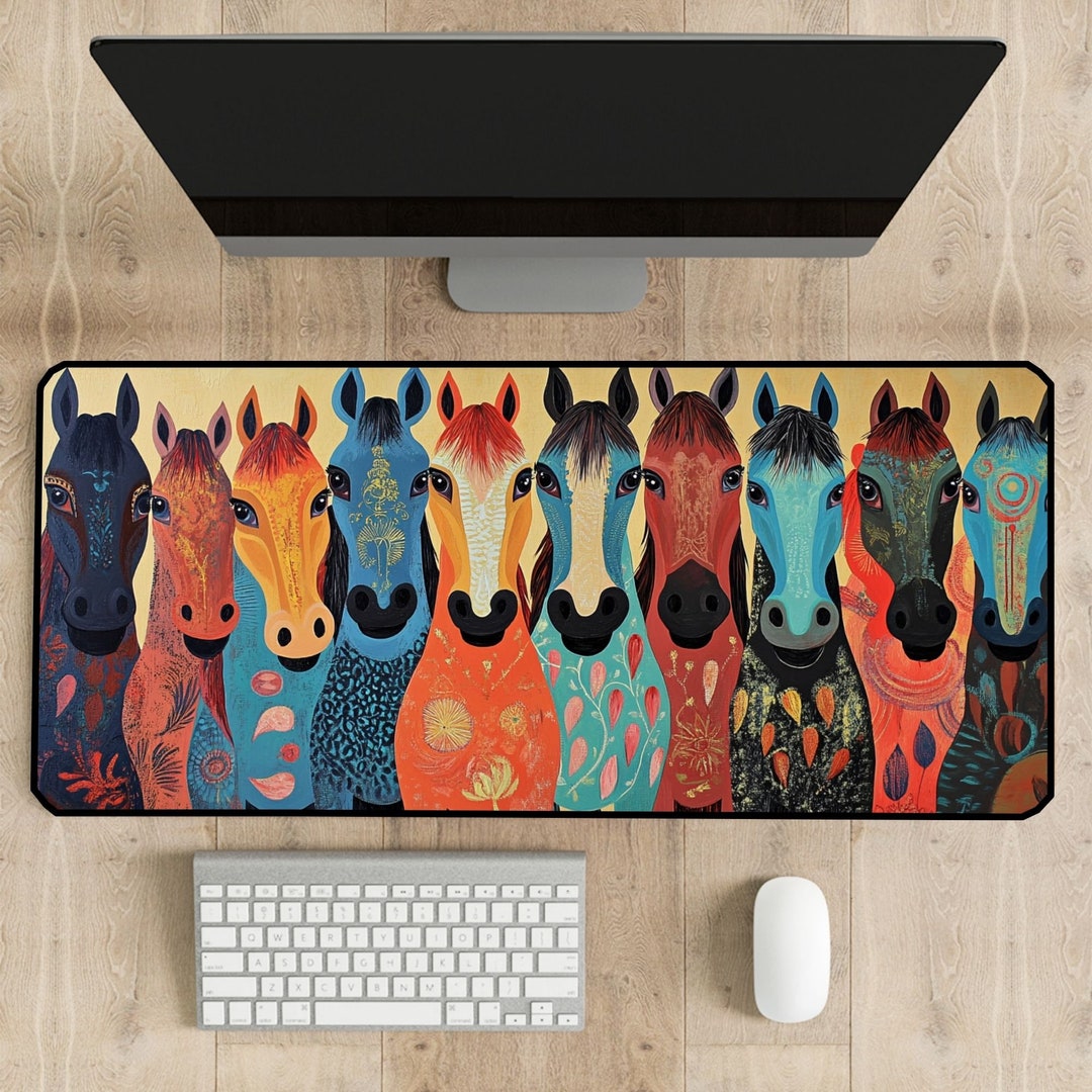 Western Horse Folk Art Desk Mat, Cute Cowgirl Gift, Horse Lovers Mouse ...