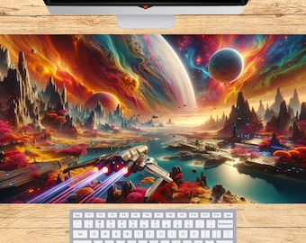 Space Explorer Desk Pad, Cosmic Desk Mat, Space Universe Mousepad, Galaxy Themed Computer Pad