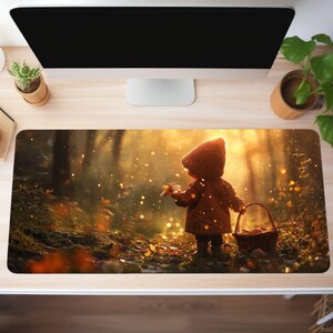 Cute Cottagecore Desk Mat, Fairytale Forest Mouse Pad, Extra Large Mousepad, Desk Pad Cute, Unique Desk Accessories and Decor