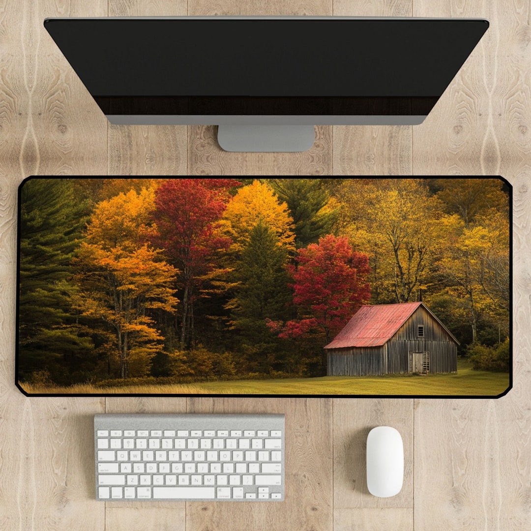 Fall Colors Desk Mat, Cute Office Decor, Autumn Aesthetic Desk Mats and ...